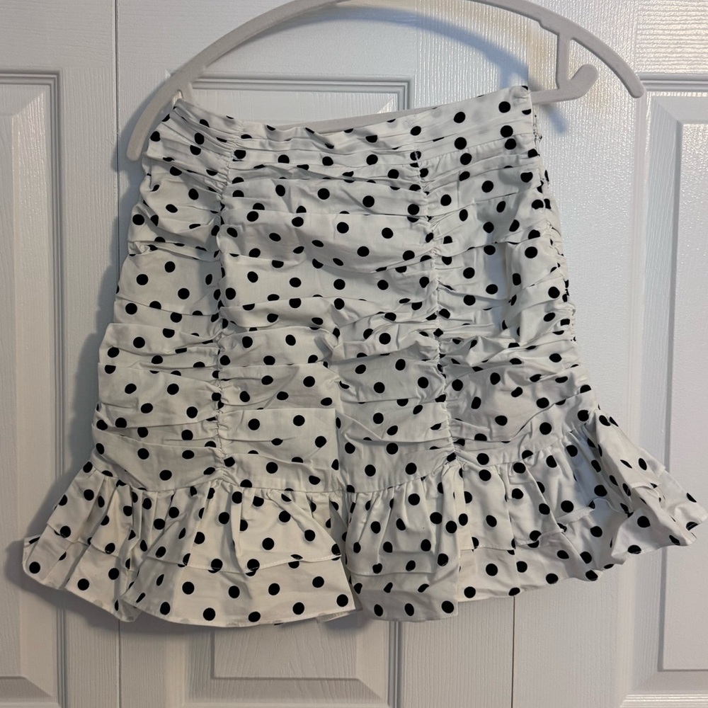 Polka dot shirred skirt